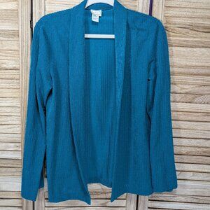VINTAGE Beeline Fashions Teal Open Front Cardigan Size M